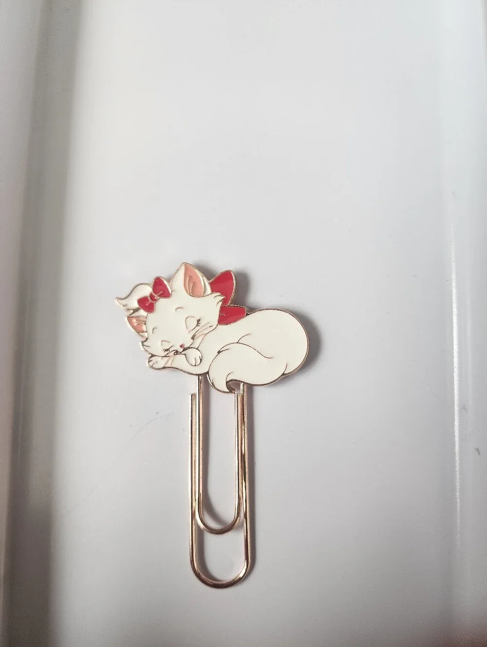Cute White Cat Paperclip Bookmark with Pink Bow - Kids Accessories #32